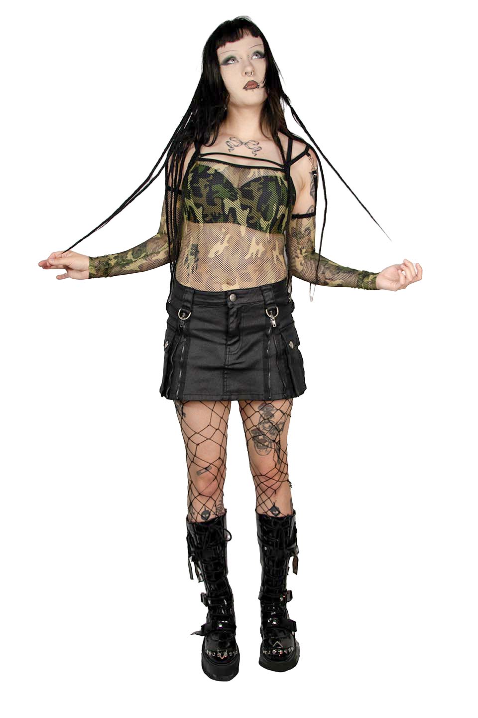 Future Division Industrial Love Waxed Cargo Mini Skirt - Image 5