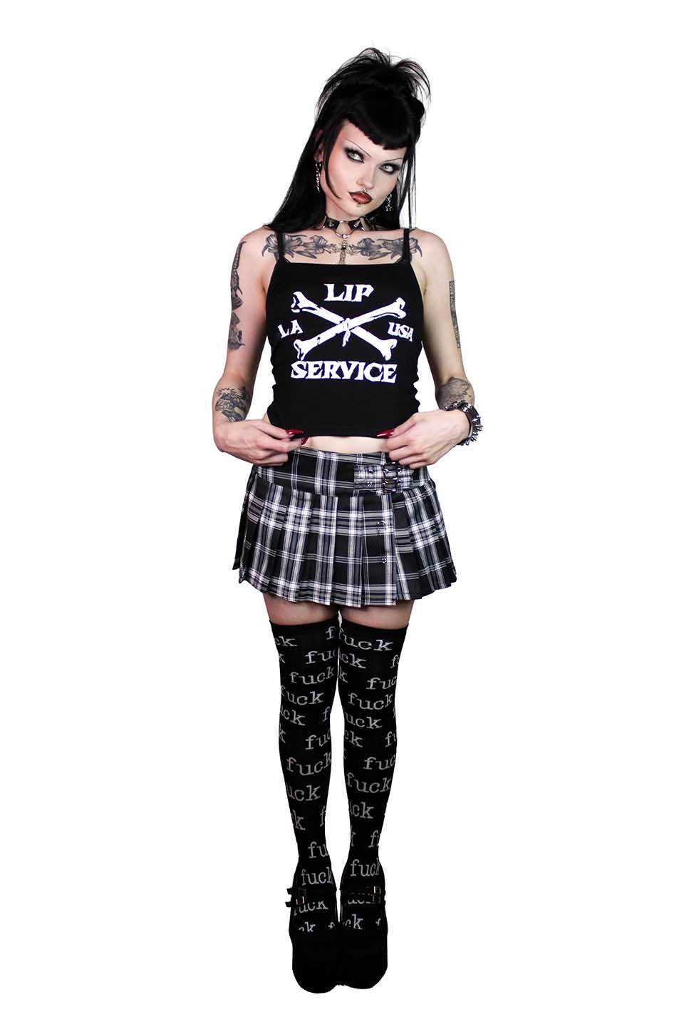 World's End Pleated Mini Skirt in Black Plaid - Image 3